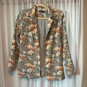 SHEIN Floral Blazer in Blue and Orange